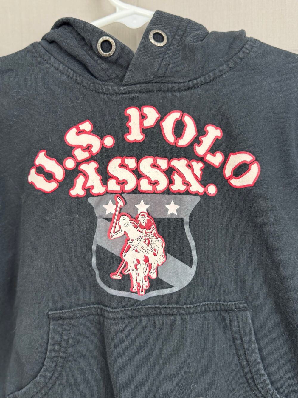 Vintage/Y2K U.S. Polo Assn. Toddler Boy Black Pullover Crest Hoodie, Size 3T
